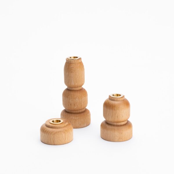 Set de 3 bougeoirs bois NATUREL