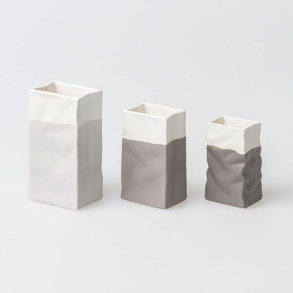 Set de 3 vases BAGS GRIS