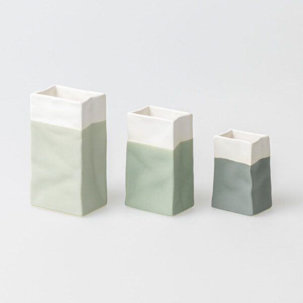 Set de 3 vases BAGS VERTS