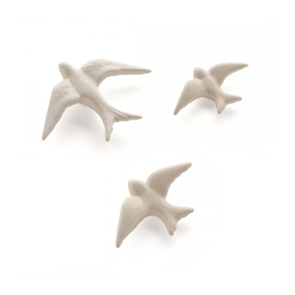 Lot de 3 HIRONDELLES blanc