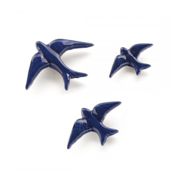 Lot de 3 HIRONDELLES bleu cobalt