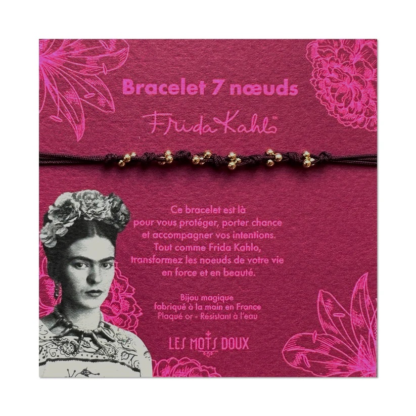Bracelet LES MOTS DOUX - Frida 7 nœuds prune or